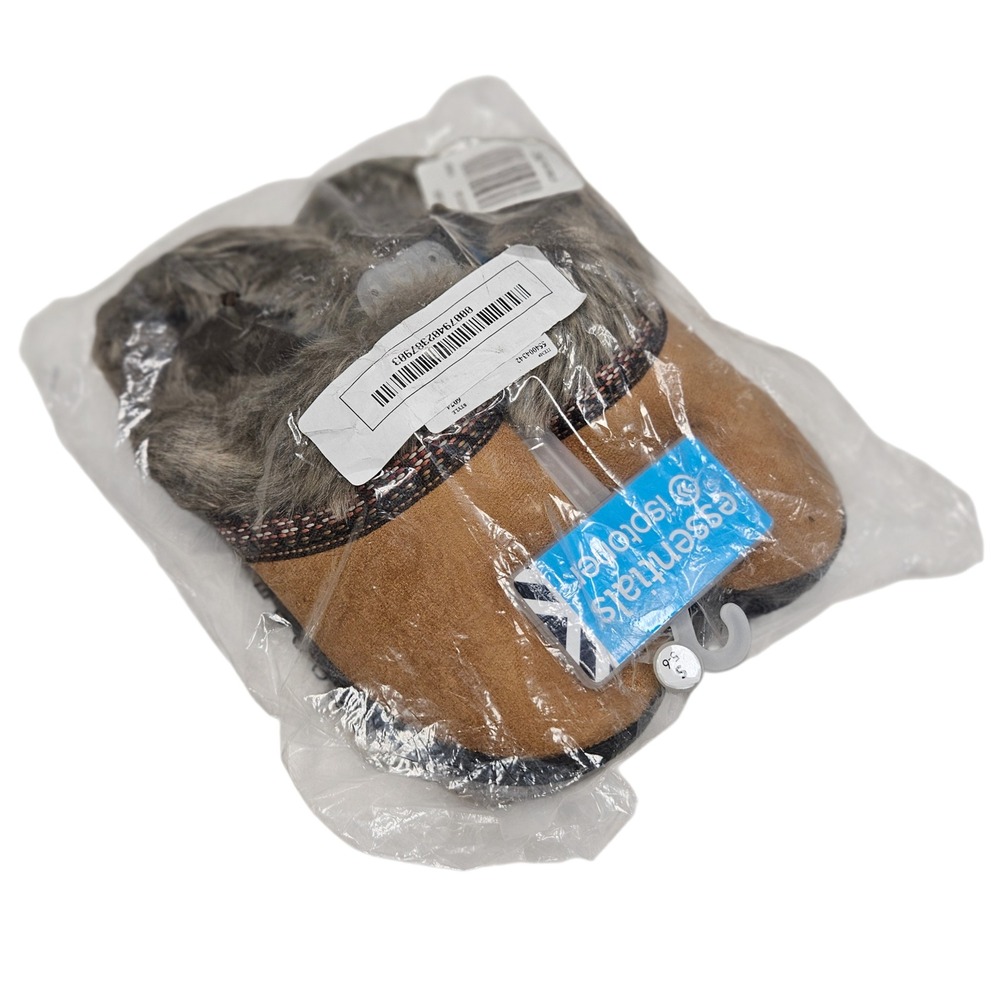 isotoner Essentials Slippers Women S 5-6 Tan Faux Fur Trim Clog House Shoes‎